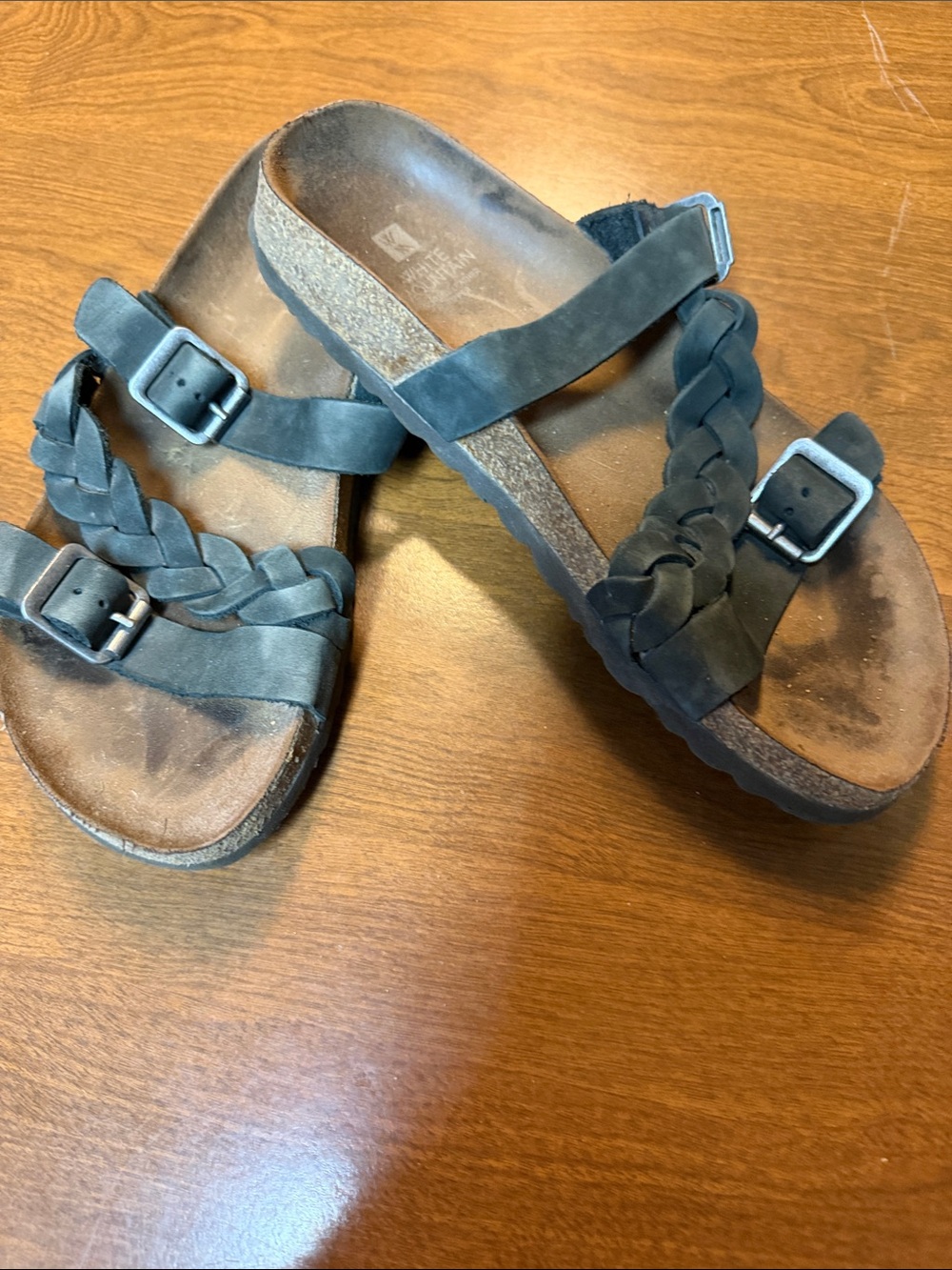 White Mountain Women's Braided Buckle Slide Sandals - Black